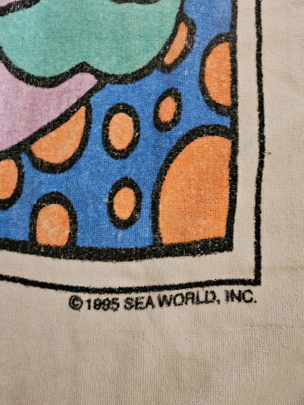 Vintage Rare 90s 1995 Sea World Shamu's Happy Harbor Beach Towel Orca Whale Rare